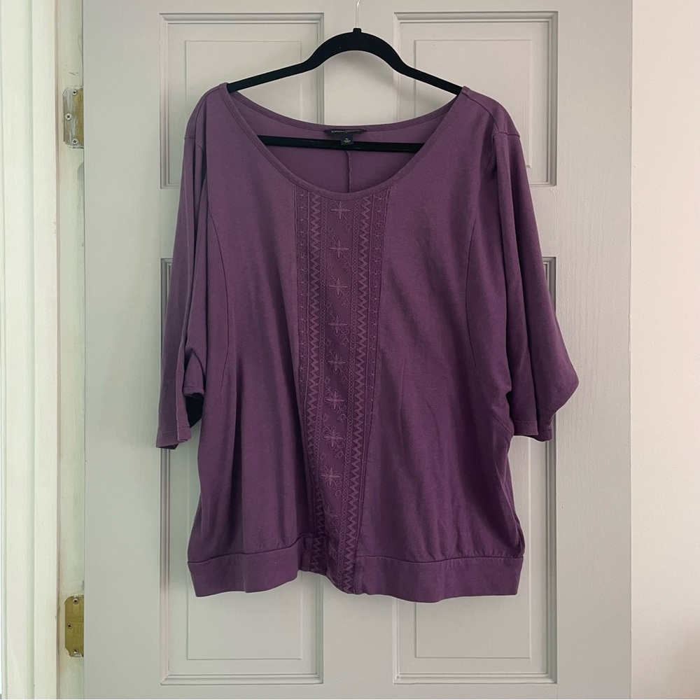 Euc purple Banana Republic boho embroidered top size XL